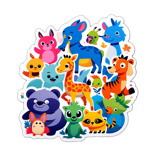 Sticker ng Pakikipag-ugnayan ni Lee PBB sa mga Cartoon na Hayop