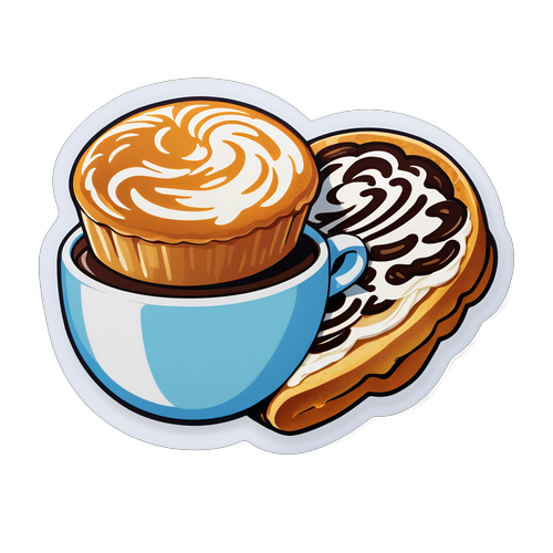 Frisches Brötchen mit Kaffeetasse