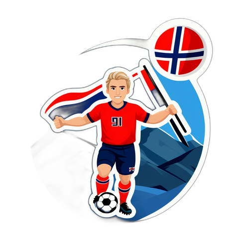 Sticker met Noorse Vlag en Voetballer