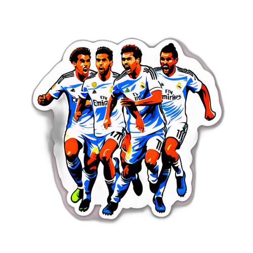 Sticker ng mga Manlalaro ng Real Madrid na Nasa Aksyon