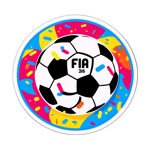 Autocollant joyeux représentant un ballon de soccer avec le logo de la FIFA 26