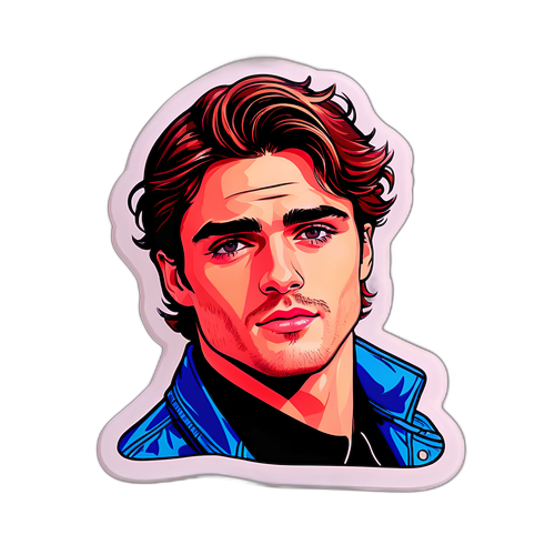 Модний профіль Джейкоба Елорді у вигляді наклейки з яскравим фоном