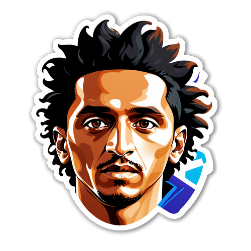 Grote sticker van Marquinhos met sportgrafische elementen
