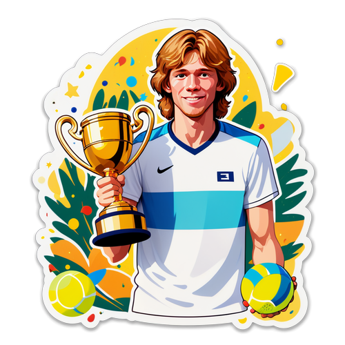 Fan kunst sticker af Andrey Rublev med trofæ