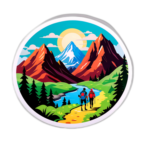 Peisaj montan cu traseu de drumeție