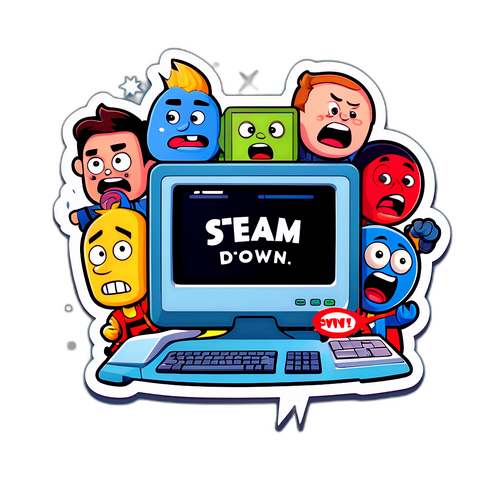 Humoristisk datamaskin med 'Steam Down'-melding