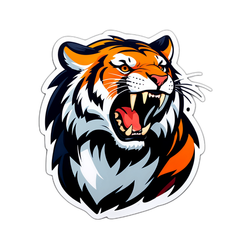 게임 중의 격렬한 순간을 포착한 호랑이 스티커