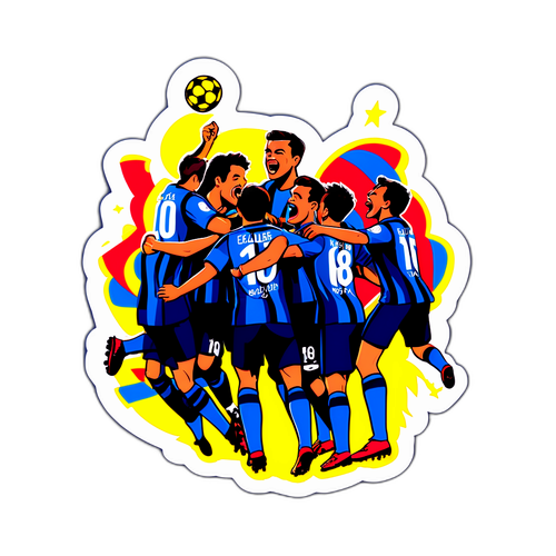 Sticker echipă de fotbal sărbătorind victoria