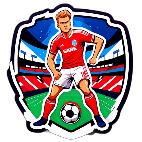 Stylizowany wizerunek Arne Slota w stadionowej scenerii