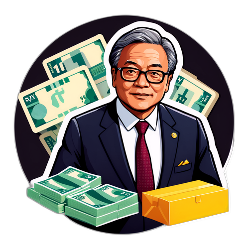 Finansminister med penge og skattebokse