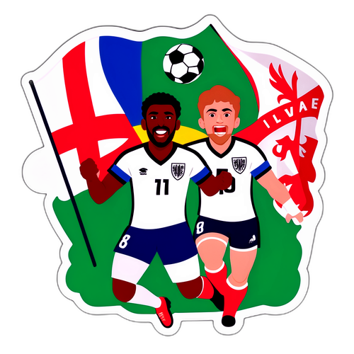 Englands vs. Waless Fotballkamp mot Bakgrunn av Flagget