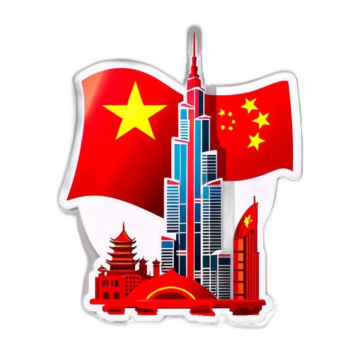 庆祝国庆的红色贴纸