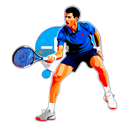 Ilustrasi Minimalis Novak Djokovic di Lapangan Tenis