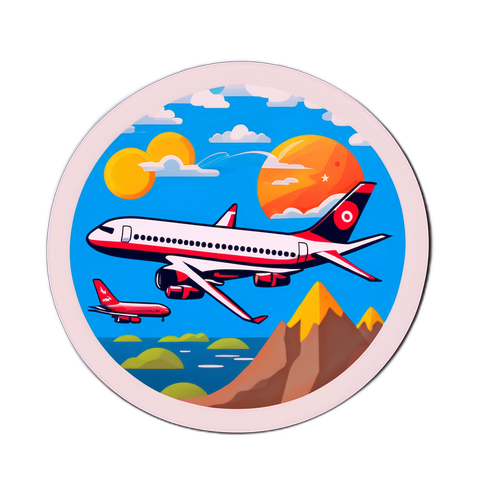 Hình dán máy bay và biểu tượng du lịch