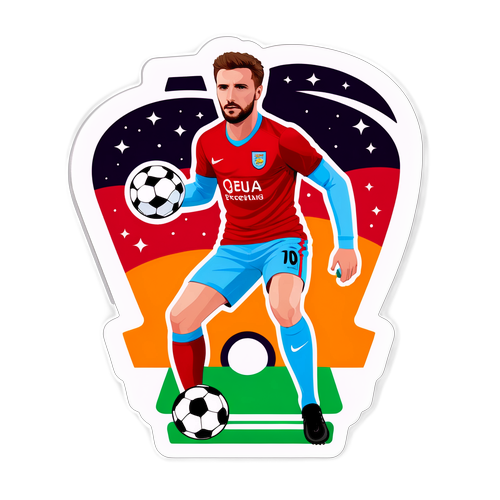 Sticker về Liam Delap trong bộ đồ thể thao, với dòng chữ "Tương lai của bóng đá."