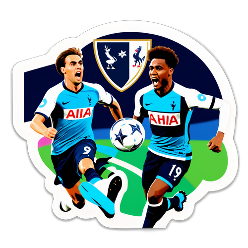 Sticker hình ảnh Tottenham và Newcastle cạnh tranh bóng