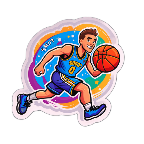 Adesivo colorato di un giocatore di basket