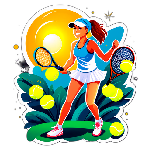 Elena Rybakina Memegang Raket Tenis di Bawah Matahari Pagi