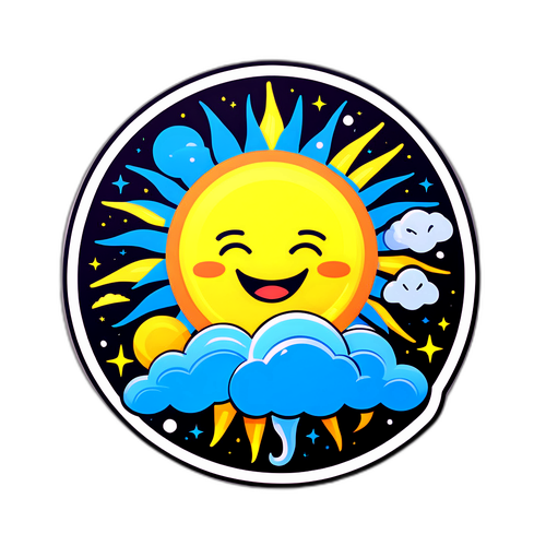 陽光微笑的天氣主題貼紙