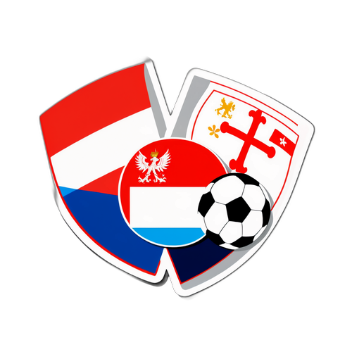 Sportieve sticker van de wedstrijd Nederland vs Polen