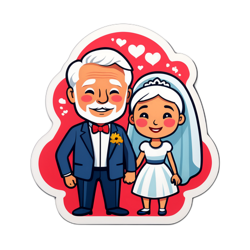 强调婚姻年龄差距的有趣插图