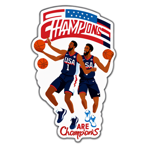 Des Champions Énergisés : Le Sticker Incroyable des Joueurs de Basketball du Team USA!