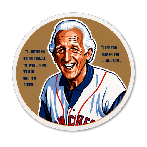 Vintage Baseball-Themed Sticker Featuring Bob Uecker