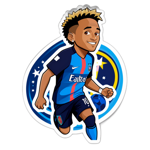 Наклейка с Неймаром в вечернем матче