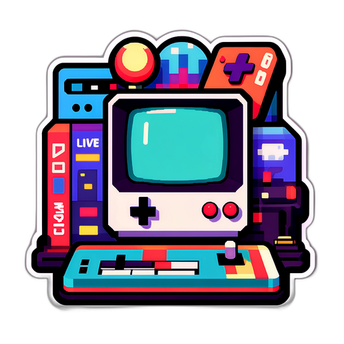 Nostaljik Retro Oyun Grafiklerine Sahip Canlı Yayın Akışı Sticker'ı