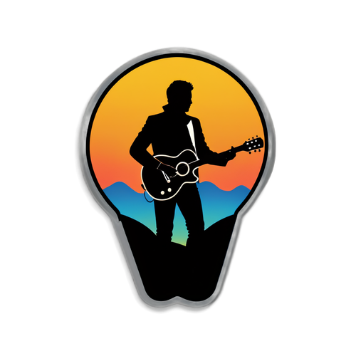 Sunset Serenade: Zach Bryan's Silhouette Guitar Sticker – A Perfect Blend of Minimalism and Melody!