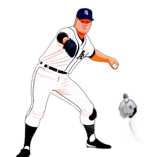 Dynamic Cartoon of Jim Abbott Throwing a Baseball