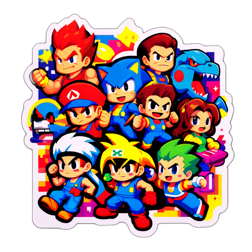 Adesivo Vintage com Personagens da Capcom