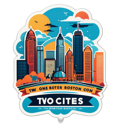 Стикер с городскими пейзажами Тампы и Бостона