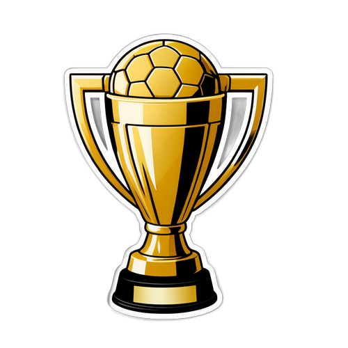 Minimalist fotballtrofé med 'Champions of Klubb VM'