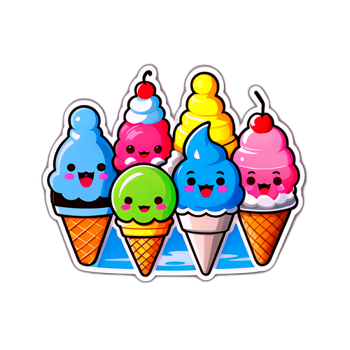 夏の楽しみ：アイスクリームキャラクター