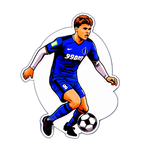 Illustrazione di Nicolò Barella dribblando un pallone da calcio
