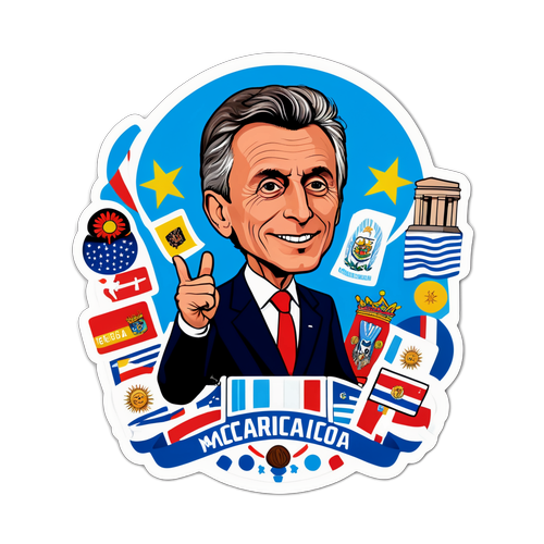 Sticker de Mauricio Macri en caricatura