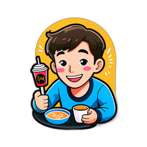 카페에서 즐거운 시간을 보내는 스티커