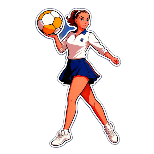 Sticker van een elegante Alisha Lehmann in actiehouding met een bal