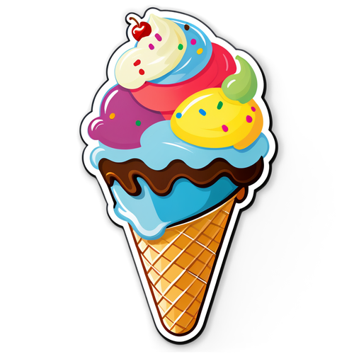 Colorful Ice Cream Cone Sticker