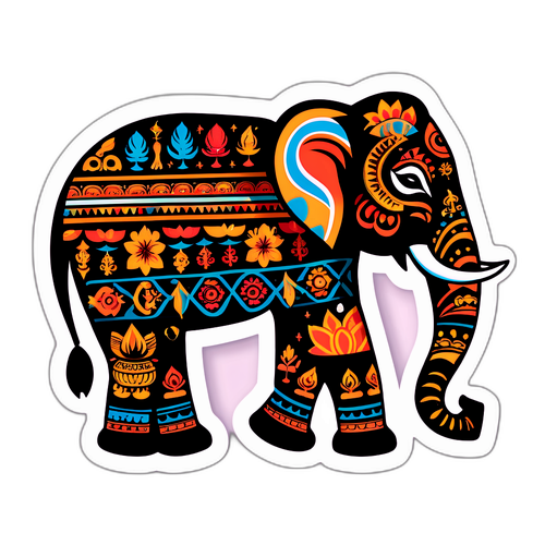 Minimalist samolepka reprezentující indickou kulturu