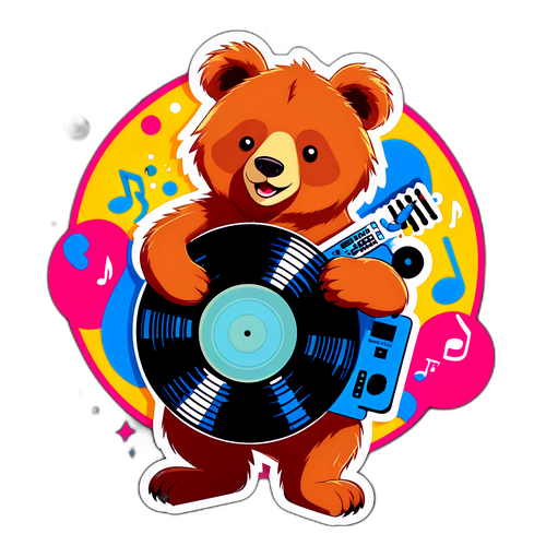 Playful Bear with Record