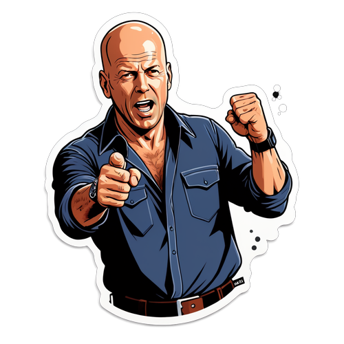 Balik sa Mga Classic na Pelikula! Ipinakikita ang Matatag na Bruce Willis sa Makapangyarihang Sticker na Ito