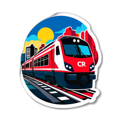 Autocolant CFR: Tren modern în peisaj urban