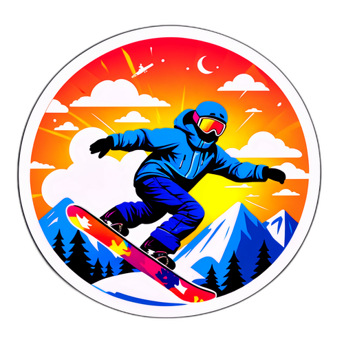 Αυτοκόλλητο που συμβολίζει τις χαρές και τις δοκιμασίες του σνόουμπορντ