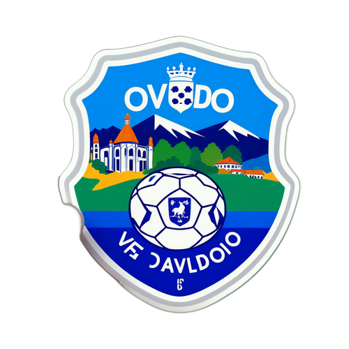 Nálepka s výhledem na Oviedo s fotbalem