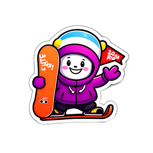 Schattig Cartoon Snowboard Karakter
