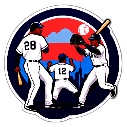 Dramatic Baseball Game Illustration: Yankees vs. Twins