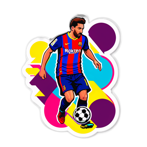 Farverig klistermærke til kamp mellem Albacete og Barcelona