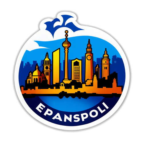 Sticker Logo Espanyol dengan Latar Belakang Langit Madrid